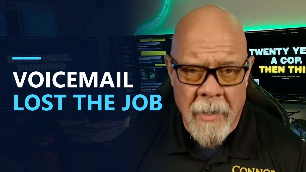 Connor MacIvor on camera beside the words Voicemail Lost the Job
